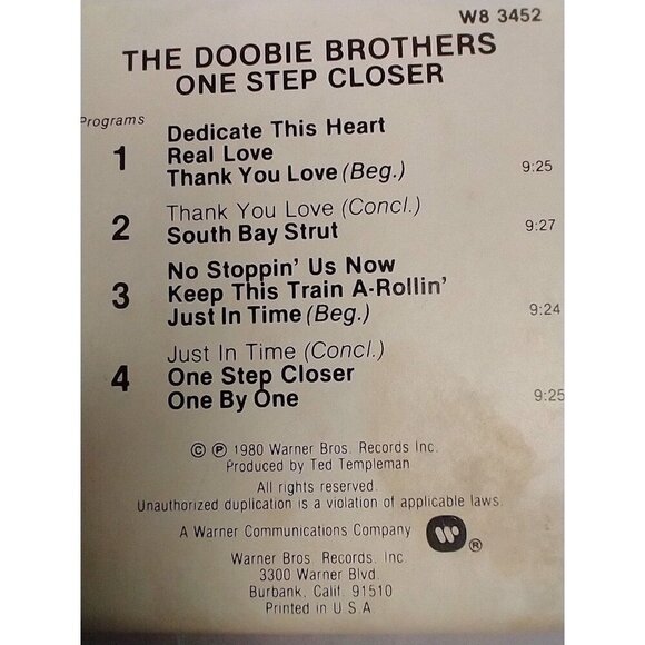 The Doobie Brothers - One Step Closer - 8 Track Tape - Tested - Picture 4 of 6